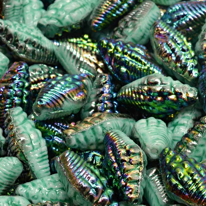 Glass Bead Miter Shell - Metallic Jade (20)