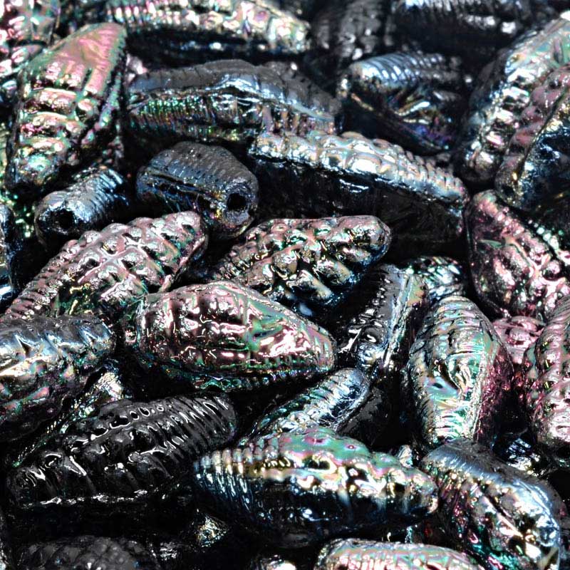 Glass Bead Miter Shell - Jet AB (20)