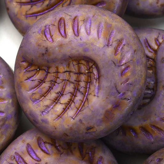 Glass Beads - Fossil Coin - Blackberry Cordial Matte (10)