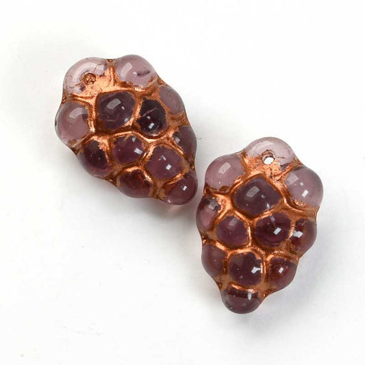 Glass Beads - Grape Clusters - Copper Washed Light Amethyst (20)