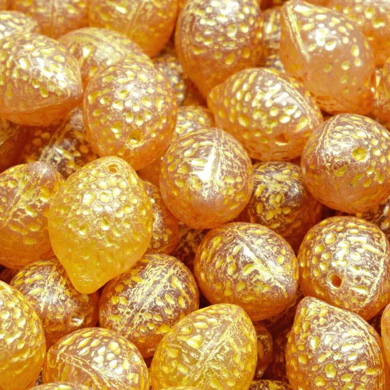 Glass Beads - Lemons - Transparent Yellow Luster (20)