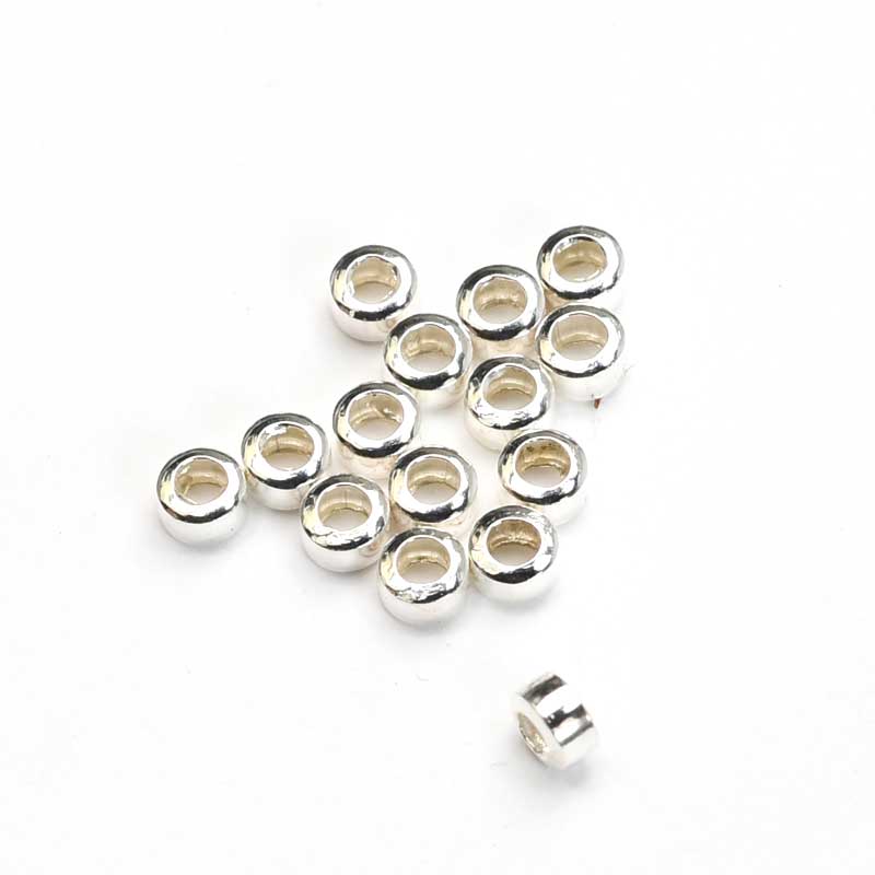 Metal Beads - Large Hole - 2.5mm Rondelle Spacer - Sterling (25)