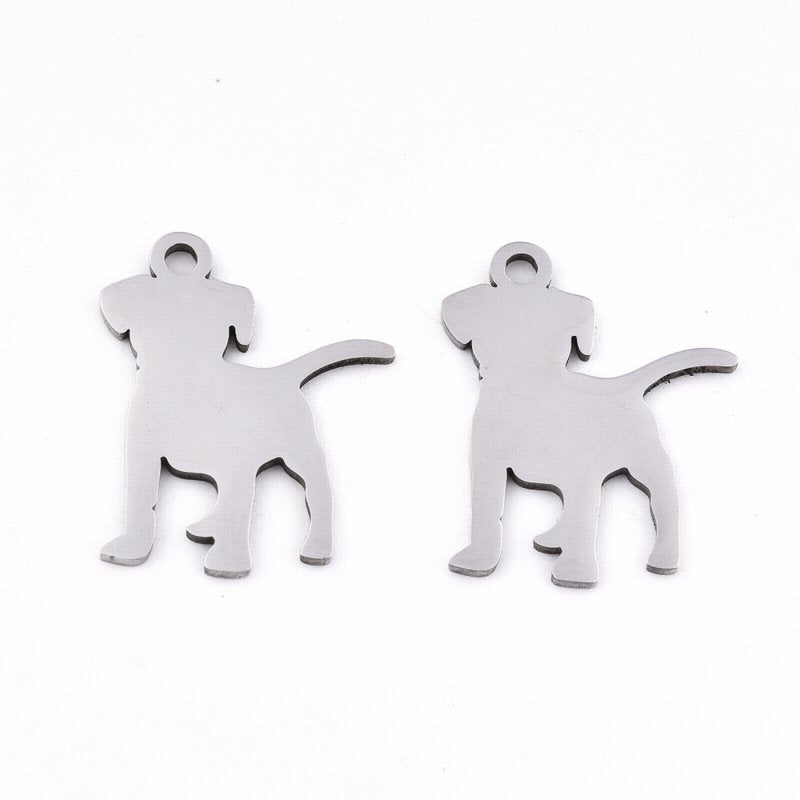 Lab Puppy Charm Stainless Steel Pair