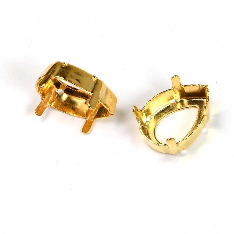 Setting for Pointed Back Rhinestone - ID 13x18mm Pear - Gold Plated (5)