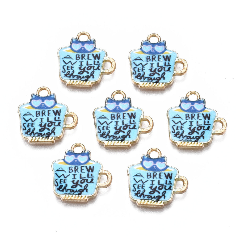 Cat Tea Cup Charm Blue Brew 5
