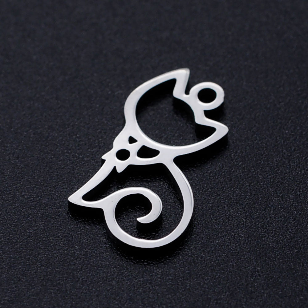 Charming Cat Charm Stainless Steel Each