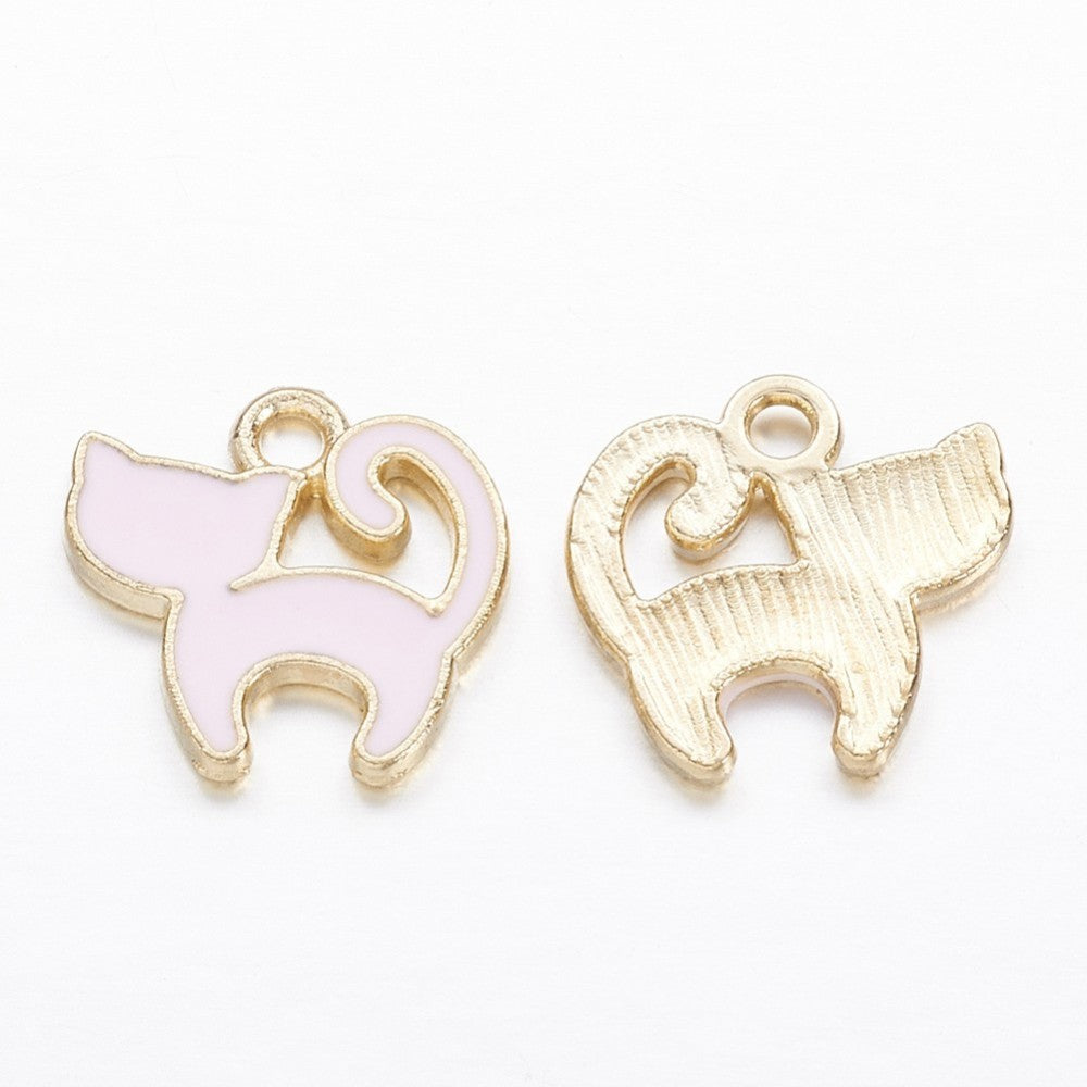 Posing Cat Charm Pink Pair