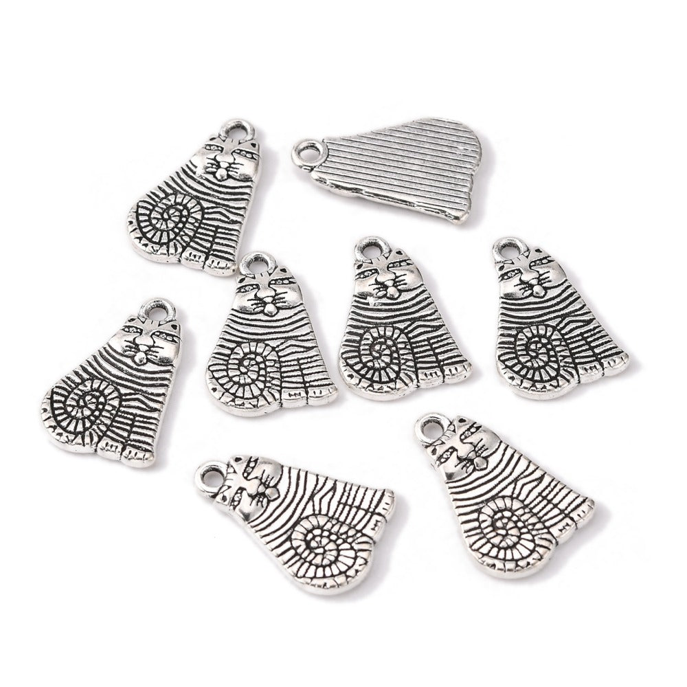 Stripey Cat Charm Ant Silver 5