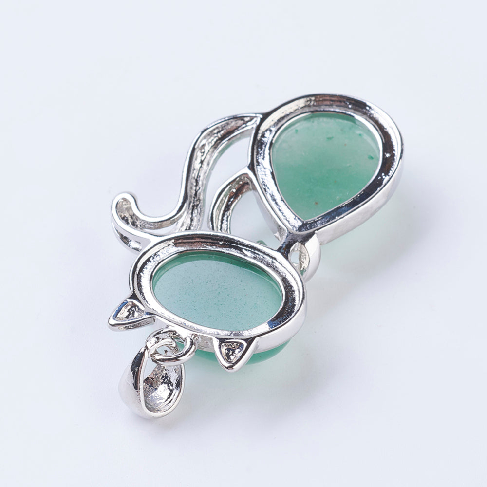 Elegant Cat Pend   Green Aventurine Each