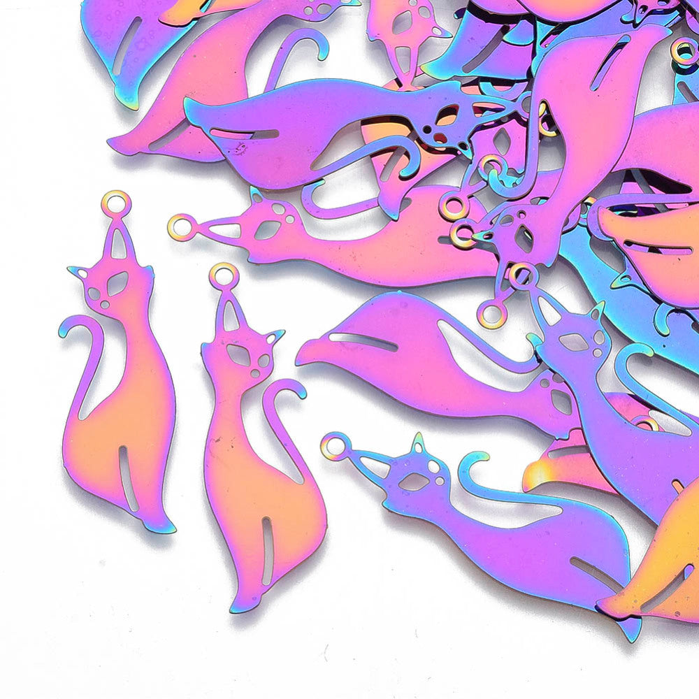 Long Cat Charm Rainbow Stainless 5