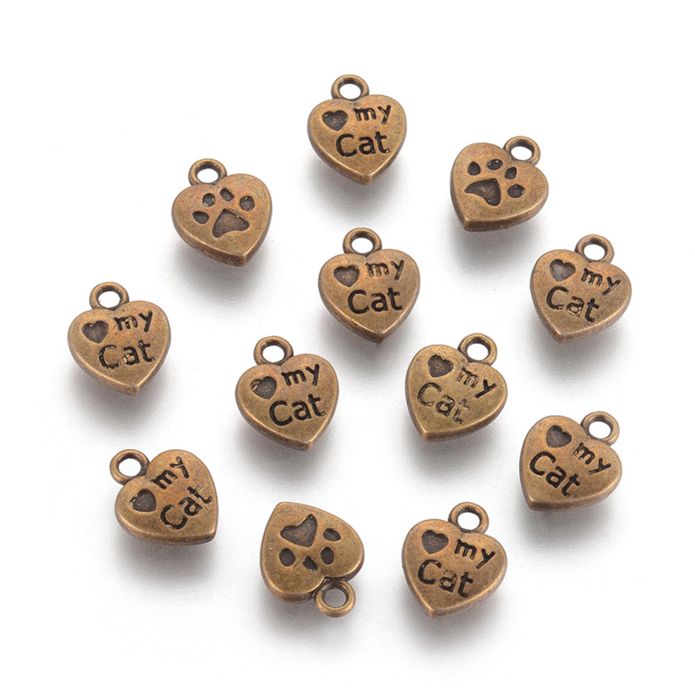 I Love My Cat Charm Ant Gold 5