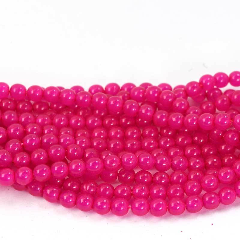 Vintage Glass - 4mm - Round Druk - Intense Hot Pink (25)