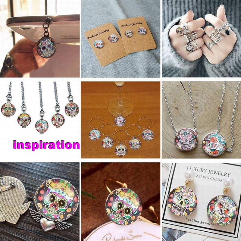 Glass Cabochon - 18mm - Round - Sugar Skulls - Assorted (10)