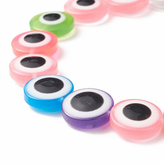 Resin Beads - 20mm - Protective Eye Round Puffy Lentil - Assorted (strand)