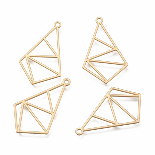 Finding - Earring / Pendant Angles Frame Open Bezel - Matte Gold (4)