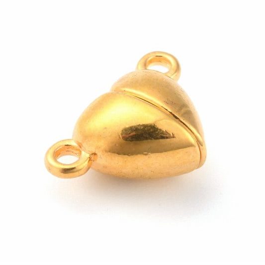 Clasp - Magnetic - 15mm - Heart - Gold (4sets)