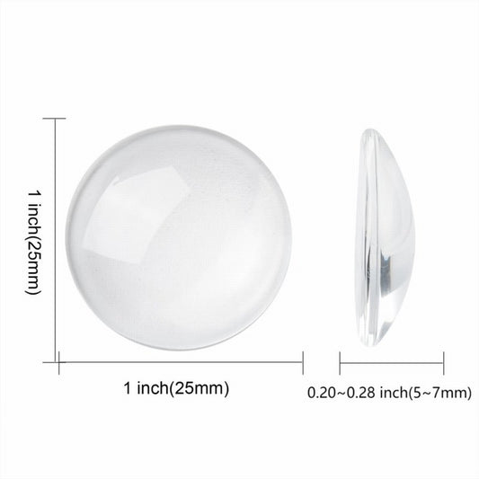 Glass Cabochon - 25mm - Round - Clear (10pcs)