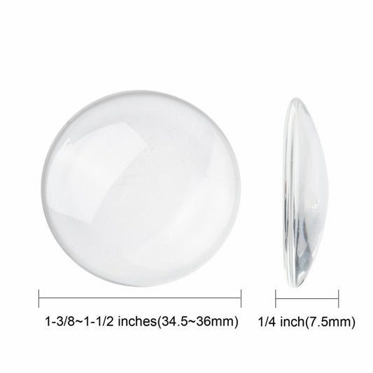 Glass Cabochon - 35mm - Round - Clear (5pcs)