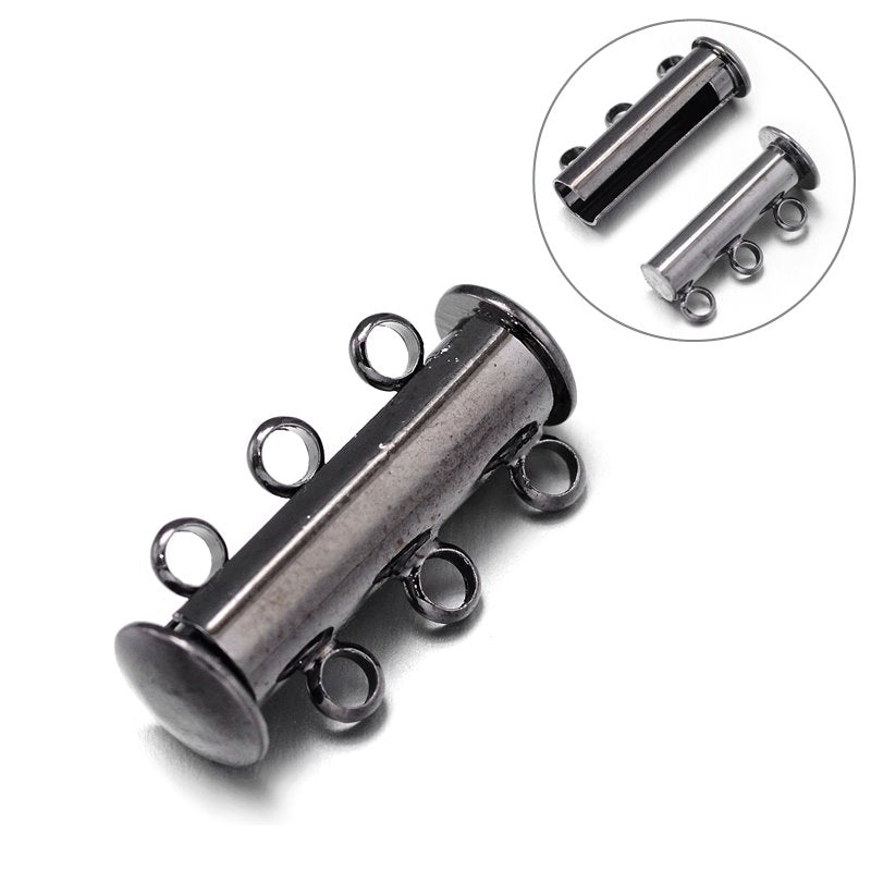 Magnetic Clasp Slide Tube - 3-Strand - Gunmetal