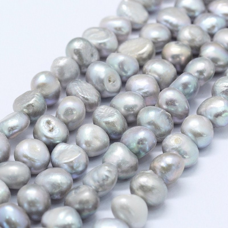 Freshwater Pearls - 8mm - Irregular - Light Grey (strand)