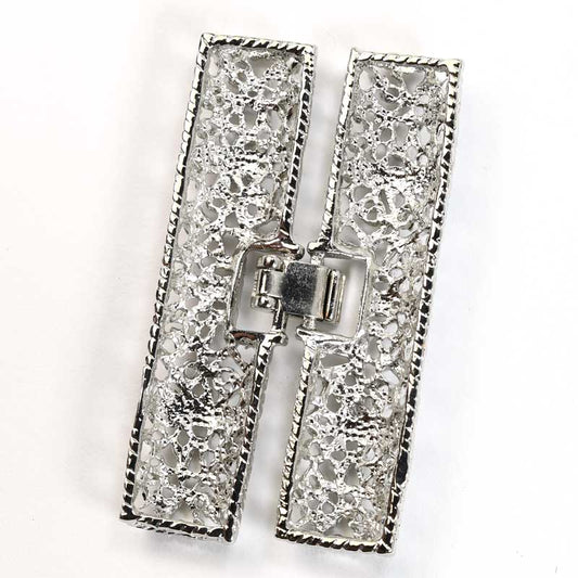 Clasps - 2in - Elaborate Filigree Bar Foldover - Silver Plated