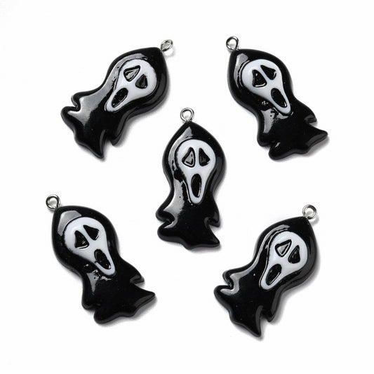 Resin Scream Ghost Charm   Black Pair