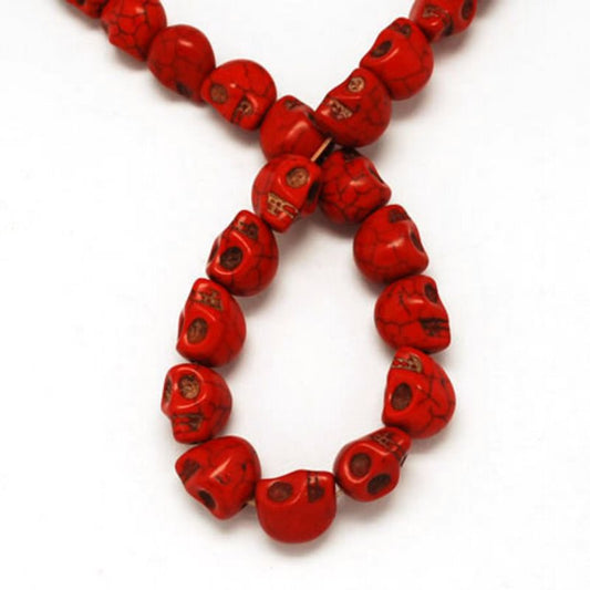 Stone 10mm Skull Blood Red 14in