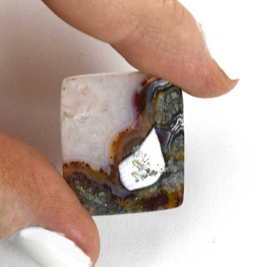 OOAK Cabochon - Pyrite + Crazy Lace Agate - Rectangle