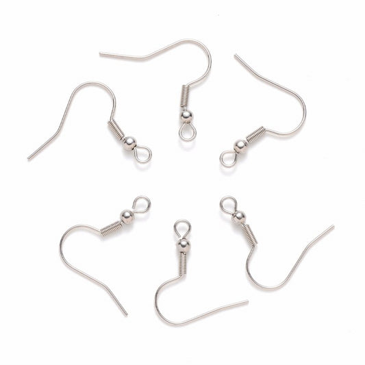 Earring - 22mm - Simple Fishhooks - Stainless Steel (10 pairs)