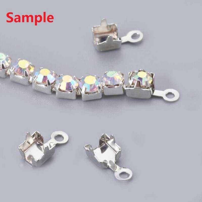 Rhinestone Cupchain End Connector - 3mmID - Gold Plated (10)