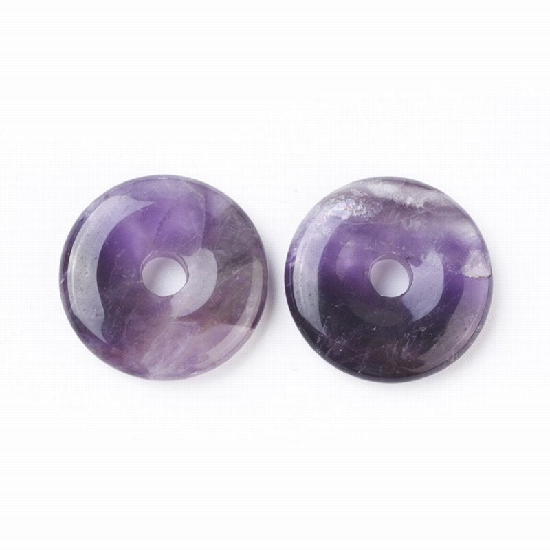 Stone Pendant Donut - 30mm - Amethyst