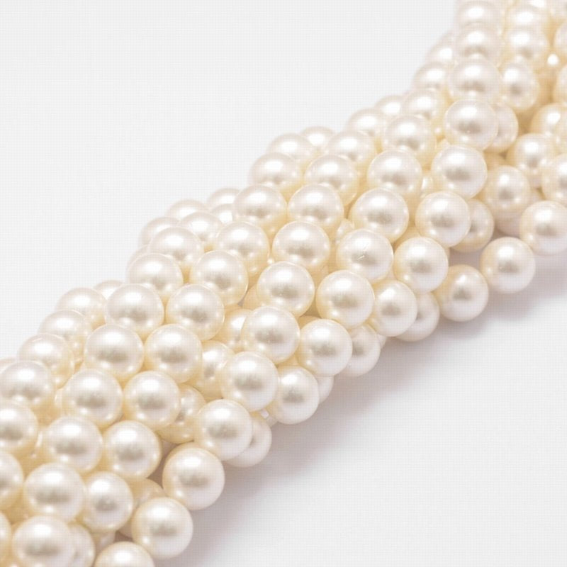 Shell Pearl Beads - 8mm - Round - Absolute White (strand)
