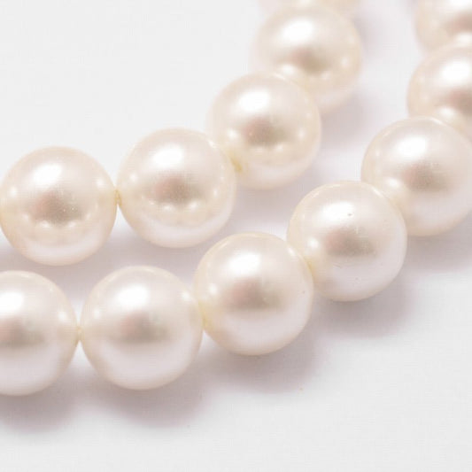 Shell Pearl Beads - 6mm - Round - Absolute White (strand)