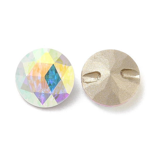 Rhinestone Button - 10mm - Faceted Round - AB Mix (9)