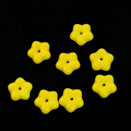 Glass Flower Bead Daisy Spacers - 7mm - Canary Yellow (25)