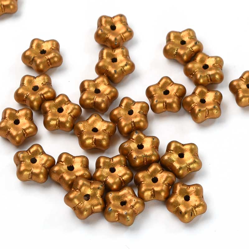 Glass Flower Bead - 7mm - Daisy Spacers - Copper (25)