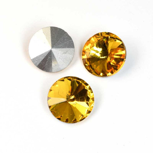 Faceted Fancy Crystal Rhinestone - 16mm - Rivoli - Topaz (5)