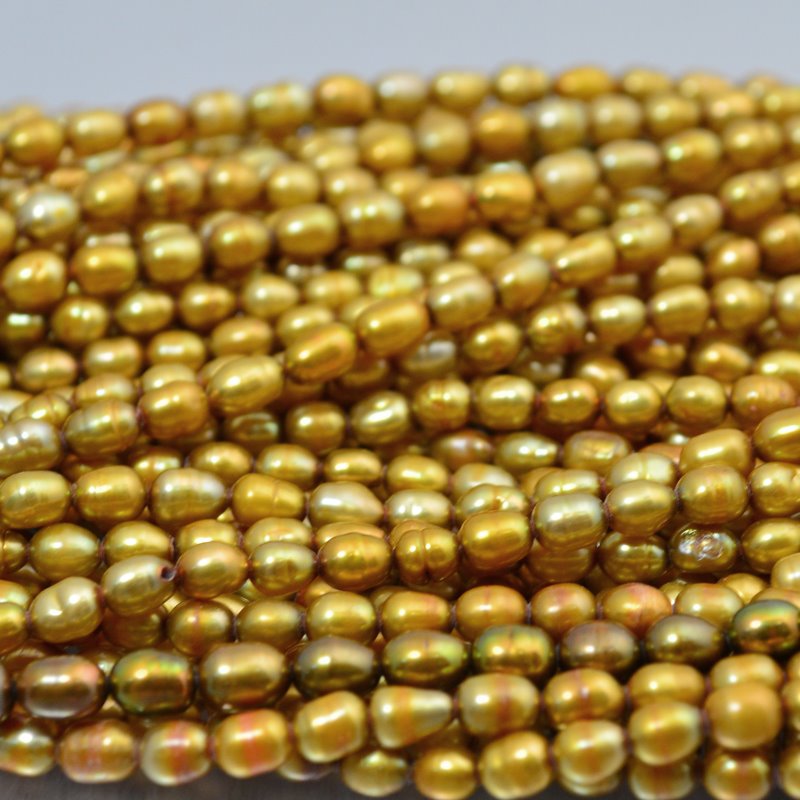 Freshwater Pearls - 4.5x6mm Oval Pearl - Antique Gold (strand)