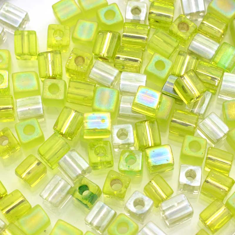 Miyuki Cube - 4mm - Juicy Chartreusey Mix