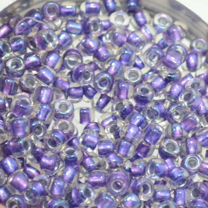 Toho Seed Beads - 6/0 - Colour Lined Crystal Rainbow/Purple