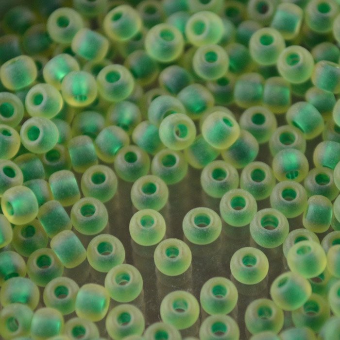 Toho Seed Beads - 8/0 - Matt Colour Lined Topaz / Dark Green