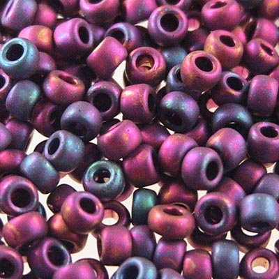 Toho Seed Beads - 8/0 - Higher Metallic Matt Raku Plum Mardi Gras Iris