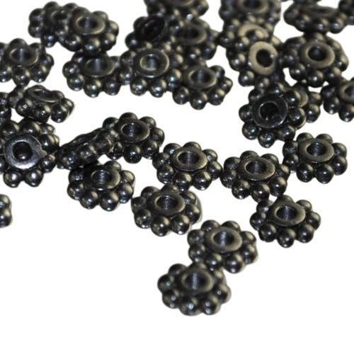 Metal Beads - 6mm - Daisy Spacers - Black (25)
