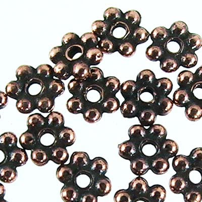 Metal Beads - 3mm Daisy Spacers - Antiqued Copper (100)