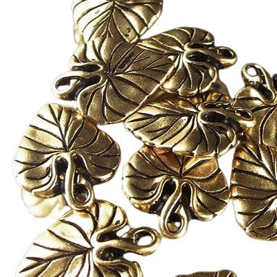 Metal Charm - Violet Leaf - Ant Gold Each