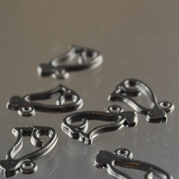 Open Cat Charm Metal Noir Each