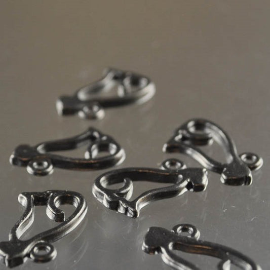 Open Cat Charm Metal Noir Each