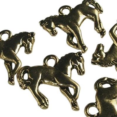 Prancing Pony Charm Antiqued Gold Each