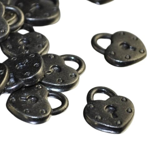 Metal Charm/Pendant - Padlock - Metal Noir