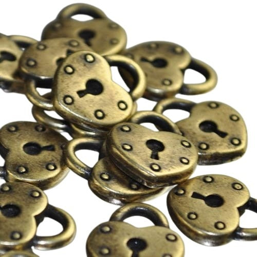 Padlock Charm Brass Oxide Each